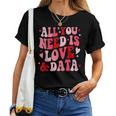 All You Need Is Love And Data Teacher バレンタインデー グルービー レディースTシャツ