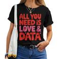 All You Need Is Love & Data Teacher コンピュータースプレッドシート レディースTシャツ