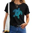 Boho Tiki ティールウミガメ 気泡付き 亀 レディースTシャツ