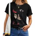 Girl With Red Horns 日本アートスタイル 面白いグラフィックtシャツ レディースTシャツ