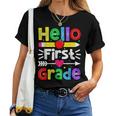 Hello First Grade Back Tochool 1St Day Of 1St Grade レディースTシャツ