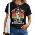 Just A Girl Who Loves Dinosaurs おもしろレトロ恐竜 T-Rex レディースTシャツ
