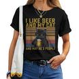 I Like Beer My Cat And Maybe 3人 猫好き ギフト レディースTシャツ