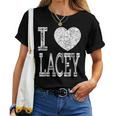 I Love Lacey バレンタイン ガールフレンド 女の子 娘 ハート 妻 レディースTシャツ