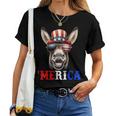 Merica Mule Donkey Patriotic 4Th Of July 面白い キッズ メンズ レディース レディースTシャツ