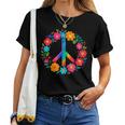 Peace Love Flower Power レトロ ヒッピー コスチューム タイダイ 60年代 70年代 レディースTシャツ