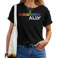 Proud Ally Bars Equality Lgbtq Rainbow Flag Gay Pride Ally レディースTシャツ