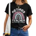 Retired Teacher Class Of 2025 Rainbow Retro Graduation レディースTシャツ