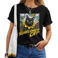 Sunflower Cat 黒猫 ひまわり 向日葵 アメコミ ネタアイテム レディースTシャツ