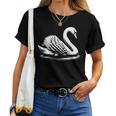 Swan Dad Mom Lover モノクロ 白鳥 レディースTシャツ