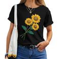 ひまわりの花束 春のフローラルガーデン 黄色の花 レディースTシャツ