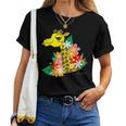 キリン 花 Giraffes Flower レディースTシャツ