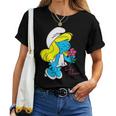 スマーフ スマーフェット キャラクター 花 咲く スマーフィー ファン レディースTシャツ