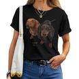 ダックスフントシャツ Weiner Dog Mom Dad Love Doxie Puppy キュート レディースTシャツ