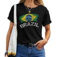 ブラジルの国旗 アンティーク調 ラテン 男性 女性 キッズ ブラジル レディースTシャツ