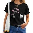 柴犬の桜hiba Inu Japanese Cherry Blossomakura レディースTシャツ