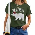 Mama Bear Xmas Buffalo Plaid Lights Matching Family Pajama レディースTシャツ