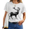 Deer Dad Mom Lover モノクロ 鹿 レディースTシャツ