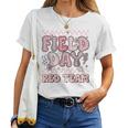 Field Day Red Team Groovy Smile Face Checkered Students Women T-shirt