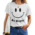 Be Happy Groovy スマイルフェイス かわいい ハッピーピース スマイルフェイス レディースTシャツ