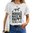 Horses Make Me Happy 楽しい馬愛好家 農家乗馬 レディースTシャツ