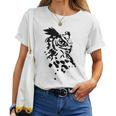 フクロウ -ブラックホワイト-クールな女性男性子供動物 Owl レディースTシャツ