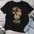 99歳祝福され愛された花 99歳の誕生日お母さんおばあちゃん レディースTシャツ 面白い贈り物