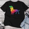 Dachshund Gay Pride Lgbt Lgbtq Rainbow Flag Dog Lovers レディースTシャツ 面白い贈り物