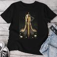 Demon Anime Girl Horns Katana レディースTシャツ 面白い贈り物