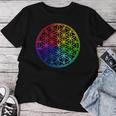 Flower Of Lifeacred Geometry Yogaフラワーオブライフ神聖幾何学瞑想ヨガ レディースTシャツ 面白い贈り物