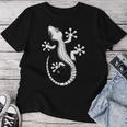 Gecko Dad Mom Lover モノクロ ヤモリ レディースTシャツ 面白い贈り物