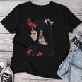 Girl With Red Horns 日本アートスタイル 面白いグラフィックtシャツ レディースTシャツ 面白い贈り物