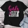 Girls Just Want To Have Fundamental Rights レディースTシャツ 面白い贈り物