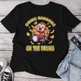 Going Bananas On The Drums 面白いドラム演奏 猿 レディースTシャツ 面白い贈り物