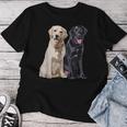 Happy Two Labradors ゴールデンブラック ラボレトリバー Mom Dad レディースTシャツ 面白い贈り物