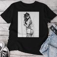 Hot Girl On 男性用 セクシー バッド キティ ピンナップガール B&W レディースTシャツ 面白い贈り物