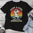 Just A Girl Who Loves Dinosaurs おもしろレトロ恐竜 T-Rex レディースTシャツ 面白い贈り物