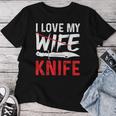 メンズ Knife Collector I Love My Wife ナイフ レディースTシャツ 面白い贈り物