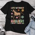 Life Without Horses グルーヴィーな乗馬 乗馬 レディースTシャツ 面白い贈り物