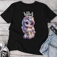 Lila かわいいユニコーンデザイン 女の子用 名前 Lila レディースTシャツ 面白い贈り物