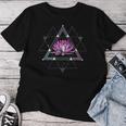 Lotus Floweracred Geometry Yoga Meditationpiritual Zen レディースTシャツ 面白い贈り物