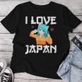 I Love Japan Kawaii Anime Girl Neko Cat Girl Otaku Weeb レディースTシャツ 面白い贈り物