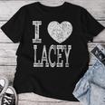 I Love Lacey バレンタイン ガールフレンド 女の子 娘 ハート 妻 レディースTシャツ 面白い贈り物