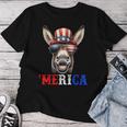 Merica Mule Donkey Patriotic 4Th Of July 面白い キッズ メンズ レディース レディースTシャツ 面白い贈り物