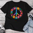 Peace Love Flower Power レトロ ヒッピー コスチューム タイダイ 60年代 70年代 レディースTシャツ 面白い贈り物