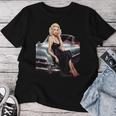 Pinup Girl ビンテージクラシックカー ホットロッド ロカビリー レディースTシャツ 面白い贈り物
