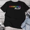 Proud Ally Bars Equality Lgbtq Rainbow Flag Gay Pride Ally レディースTシャツ 面白い贈り物