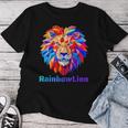 Rainbow Lion レインボー ライオン かっこいい おしゃれ レディースTシャツ 面白い贈り物