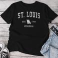 St Louis Missouri Mo ヴィンテージ アスレチック スポーツデザイン レディースTシャツ 面白い贈り物