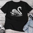 Swan Dad Mom Lover モノクロ 白鳥 レディースTシャツ 面白い贈り物